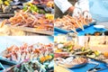 Collage of fish and shellfish dishes