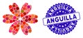 Collage Flower Icon with Grunge Anguilla Stamp Royalty Free Stock Photo