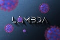 Collage of flu COVID-19 Lambda virus cells in the air Royalty Free Stock Photo