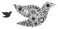 Collage Flying Bird Icon of Infectious Microbes