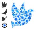 Winter Mosaic Flying Dove Icon of Snowflakes