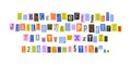Collage font colorful cutout letters, cut pieces paper alphabet.Cuts from newspaper, anonymous message style
