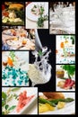 Collage of food related pictures Royalty Free Stock Photo