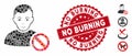 Collage Forbidden User Icon with Grunge No Burning Stamp