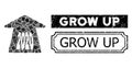 Grow Up Grunge Rubber Stamp with Notches and 2020 Forward Arrow Mosaic of Rectangular Items