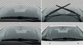 Four Close- Up Views of Car Windshields with Raindrops and Wiper Blades windscreen Royalty Free Stock Photo