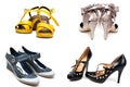 Collage from four pairs feminine loafers Royalty Free Stock Photo