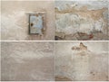 Collage of four texture of old plaster and metal door Royalty Free Stock Photo