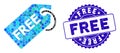 Collage Free Tag Icon with Distress Free Stamp Royalty Free Stock Photo