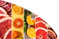 Collage of fresh citrus fruit with copy space, fresh and healthy food concept Royalty Free Stock Photo