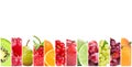 Collage of fresh fruits and berries on white background. Royalty Free Stock Photo
