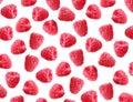 Collage with fresh ripe raspberries on background. Pattern design Royalty Free Stock Photo
