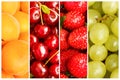 Collage of fresh summer fruit in the form of vertical stripes Royalty Free Stock Photo