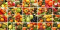 A collage of fresh and tasty fruits and vegetables Royalty Free Stock Photo