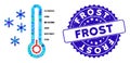 Collage Frost Temperature Icon with Scratched Frost Stamp