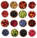 Collage of fruits and berries.