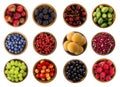 Collage of fruits and berries isolated on a white background. Top view. Royalty Free Stock Photo