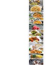 Collage of fruits vegetables in the shape of a heart. Vegetarianism and veganism. Collage of photos of various food Royalty Free Stock Photo