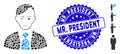 Collage Fuhrer Icon with Distress Mr. President Stamp Royalty Free Stock Photo