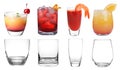 Collage with full and empty glasses on background Royalty Free Stock Photo