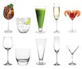 Collage with full and empty glasses on background Royalty Free Stock Photo