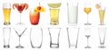 Collage with full and empty glasses on background. Banner design Royalty Free Stock Photo