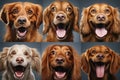A collage of funny close-ups showcasing dogs with quirky facial expressions.