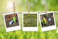 Collage garden time photos frame Royalty Free Stock Photo