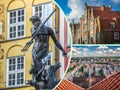 Collage of Gdansk architecture of historical city Poland