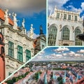 Collage of Gdansk architecture of historical city Poland