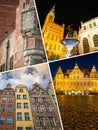 Collage of Gdansk architecture of historical city Poland