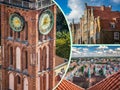 Collage of Gdansk architecture of historical city Poland