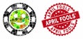 Collage Glad Casino Chip with Grunge April Fools` Seal