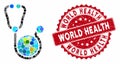 Collage Global Healthcare with Grunge World Health Stamp