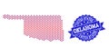 Collage of Gradiented Dotted Map of Oklahoma State and Grunged Stamp Royalty Free Stock Photo