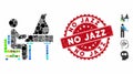 Collage Grand Piano Performer Icon with Scratched No Jazz Seal