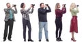 collage of group of photographers in profile isolated