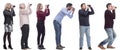 collage of group of photographers in profile isolated