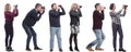collage of group of photographers in profile isolated