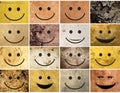Collage of Grunge Textured Smiley Faces Royalty Free Stock Photo