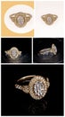 Collage Of A Halo Diamond Ring