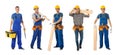 Collage of handsome carpenters on background Royalty Free Stock Photo