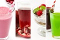 Collage healthy drinks and food. Royalty Free Stock Photo