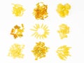 Collage heap of pasta on white background