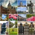 Collage Holland landmarks and landscapes,The Netherlands Royalty Free Stock Photo