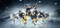 Collage about ice hockey players in action. Royalty Free Stock Photo