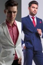 Collage image of two elegant man dreesed in suit Royalty Free Stock Photo