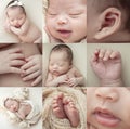 Collage images of baby newborn