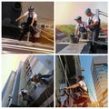 Window and Facade Cleaning - Glass Cleaning Services - Collage Royalty Free Stock Photo