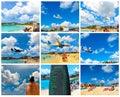 The collage from images of Maho Bay beach Royalty Free Stock Photo